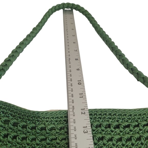 Luxy Green Crochet Shoulder Bag With Zipper Accents - Handmade Boho Style - Picture 6 of 12